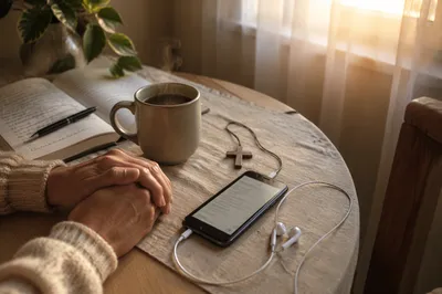 Morning Devotion with Bible App and Earbuds
