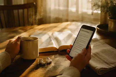 Morning Bible App on Kitchen Table