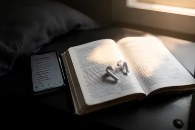 Morning Bible App Devotion with Earbuds