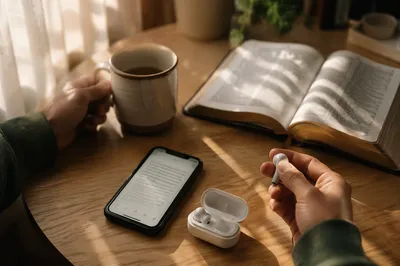 Morning Devotion with Bible App and Earbuds