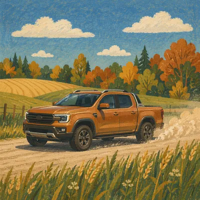 Copper Pickup on Autumn Farm Road