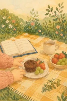 Cozy Park Picnic With Books and Pastry