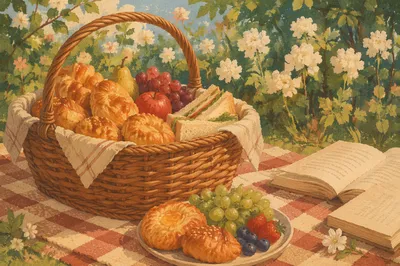 Peaceful Park Picnic with Books