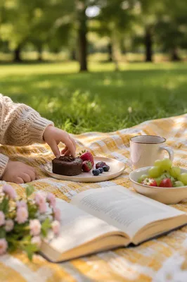 Cozy Park Picnic with Books and Pastry