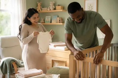 Expectant Couple Preparing a Bright Nursery