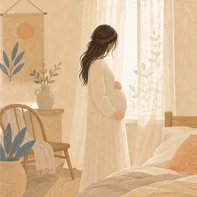 Serene Maternity Portrait by Window Light