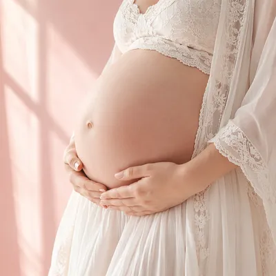 Tender Maternity Belly Portrait in Soft Light
