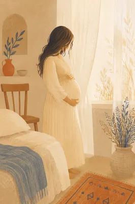 Serene Pregnant Woman by Window Light