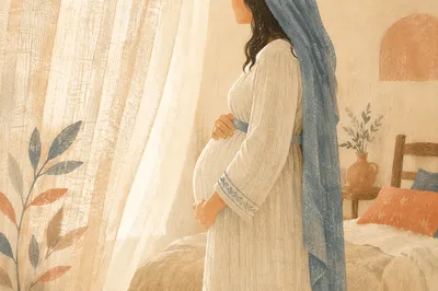Pregnant Woman by Window in Soft Light