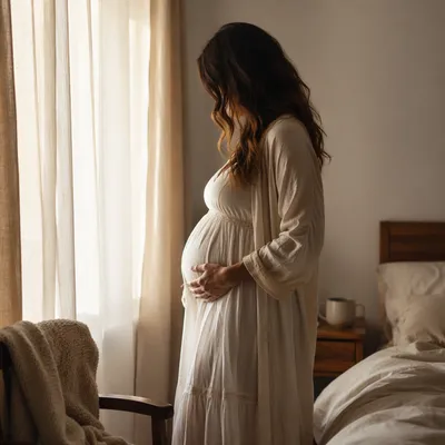 Pregnant Woman by Window in Soft Light