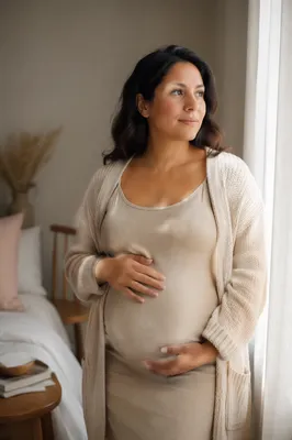 Pregnant Woman by Bedroom Window
