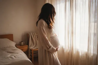 Pregnant Woman by Window in Morning Light