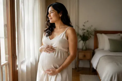 Pregnant Woman by Bedroom Window