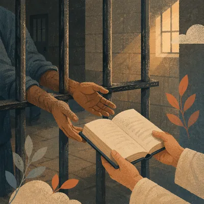 Hands Reaching Through Prison Bars