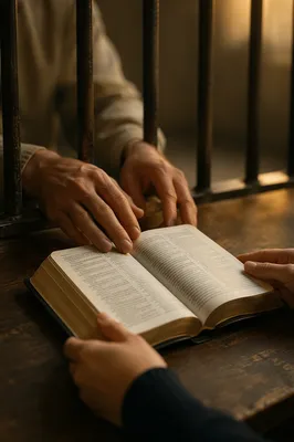 Hands Reaching Toward Open Bible