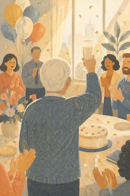 Retirement Party Celebration in Modern Office