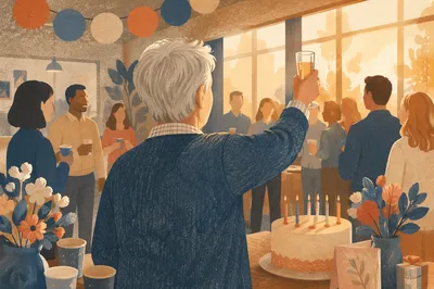 Warm Office Retirement Party Golden Hour