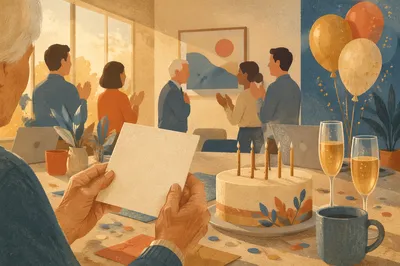 Office Retirement Party with Golden Decor