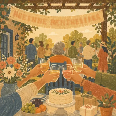 Warm Backyard Retirement Celebration Banner