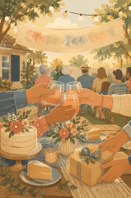 Warm Backyard Retirement Celebration Banner Scene