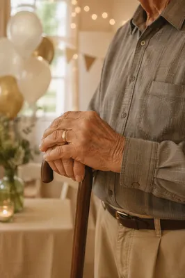 Warm Retirement Celebration Hands and Cane
