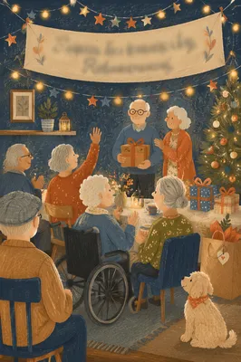 Warm Retirement Celebration Banner in Community Room