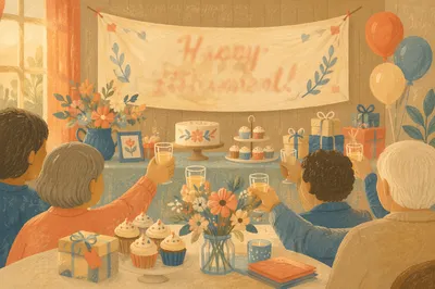 Warm Retirement Celebration Banner and Toast