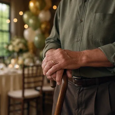 Warm Retirement Celebration Hands and Cane