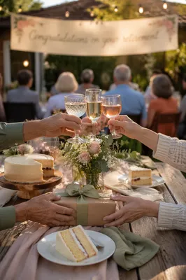 Warm Backyard Retirement Celebration Banner Scene