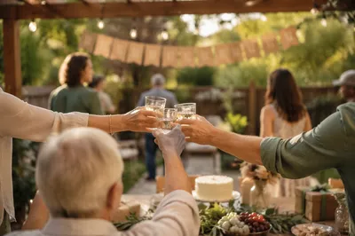 Warm Backyard Retirement Celebration Banner Scene
