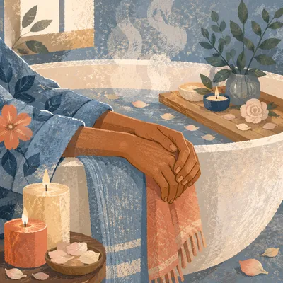 Peaceful Self Care Bath with Candles