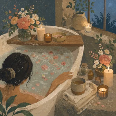 Serene Self Care Bath at Blue Hour