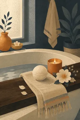 Calming Self Care Bath with Candlelight