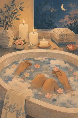 Serene Candlelit Self Care Bath Scene