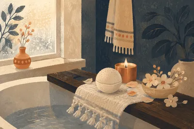 Calming Self Care Bath with Candles