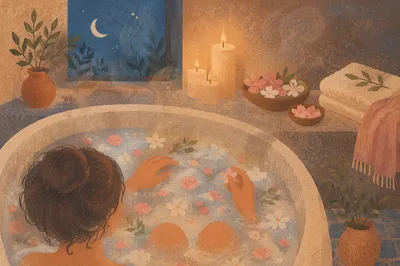 Serene Candlelit Self Care Bath Scene