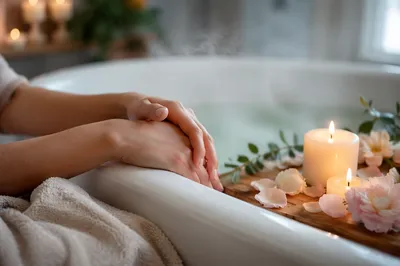 Peaceful Self Care Bath with Candles