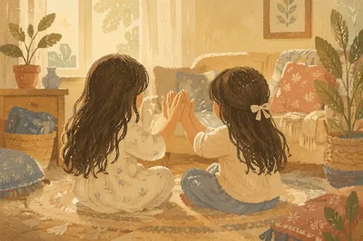 Joyful Siblings Playing in Cozy Living Room
