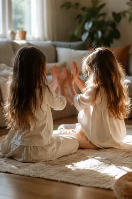 Joyful Siblings Playing in Cozy Living Room