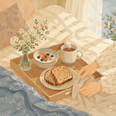 Slow Living Breakfast Tray with Wildflowers