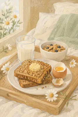 Slow Living Breakfast Tray with Daisies