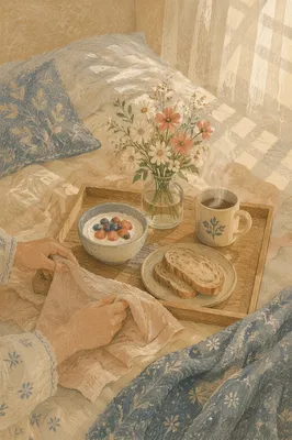 Slow Living Breakfast Tray with Wildflowers