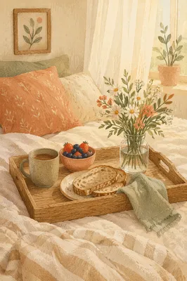 Slow Living Breakfast Tray with Flowers