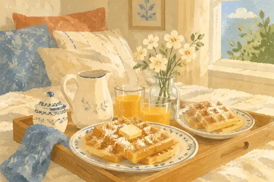 Slow Living Breakfast Tray with Cream Flowers