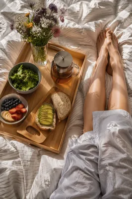 Slow Morning Breakfast Tray with Flowers