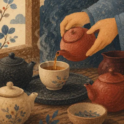 Slow Morning Tea Ritual with Ceramic Teapot