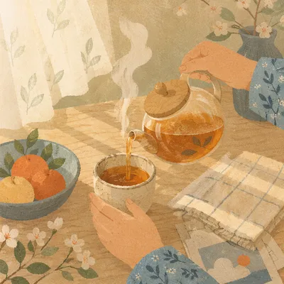 Slow Morning Tea Ritual in Sunlight