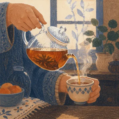 Quiet Morning Tea Pour in Ceramic Cup