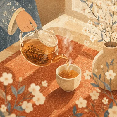 Sunlit Morning Tea Pour on Linen