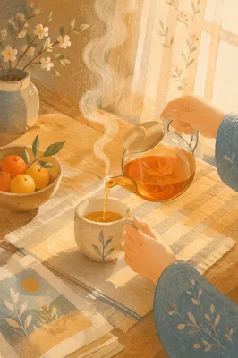 Slow Morning Tea Ritual in Sunlight